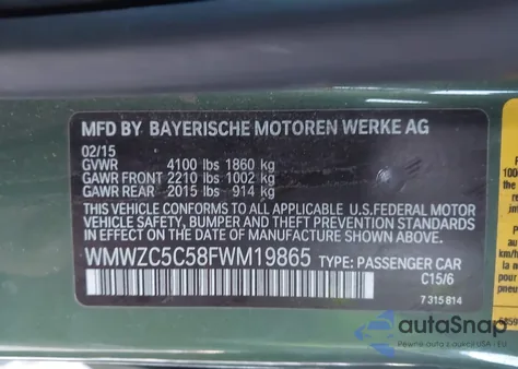 2015 Mini Countryman Cooper S z USA, uszkodzony, nr VIN WMWZC5C58FWM19865